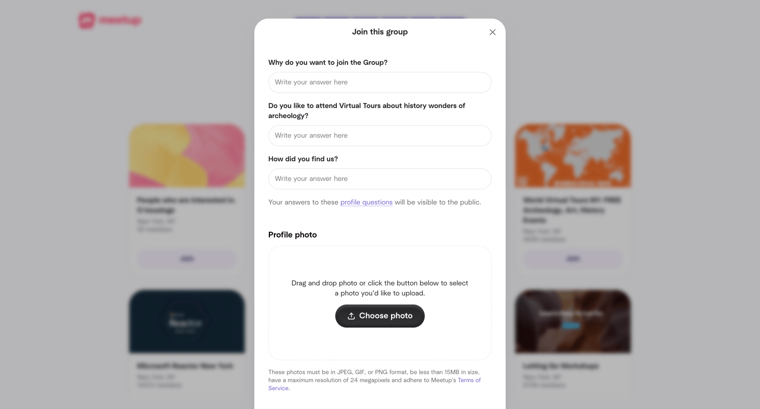 Meetup - Welcome | Meetup screen