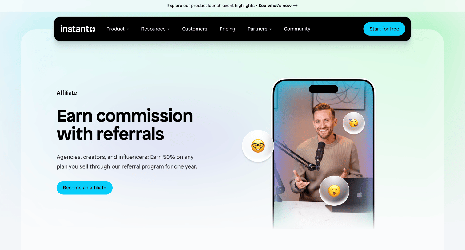 Instant - Become an Affiliate | Instant screen