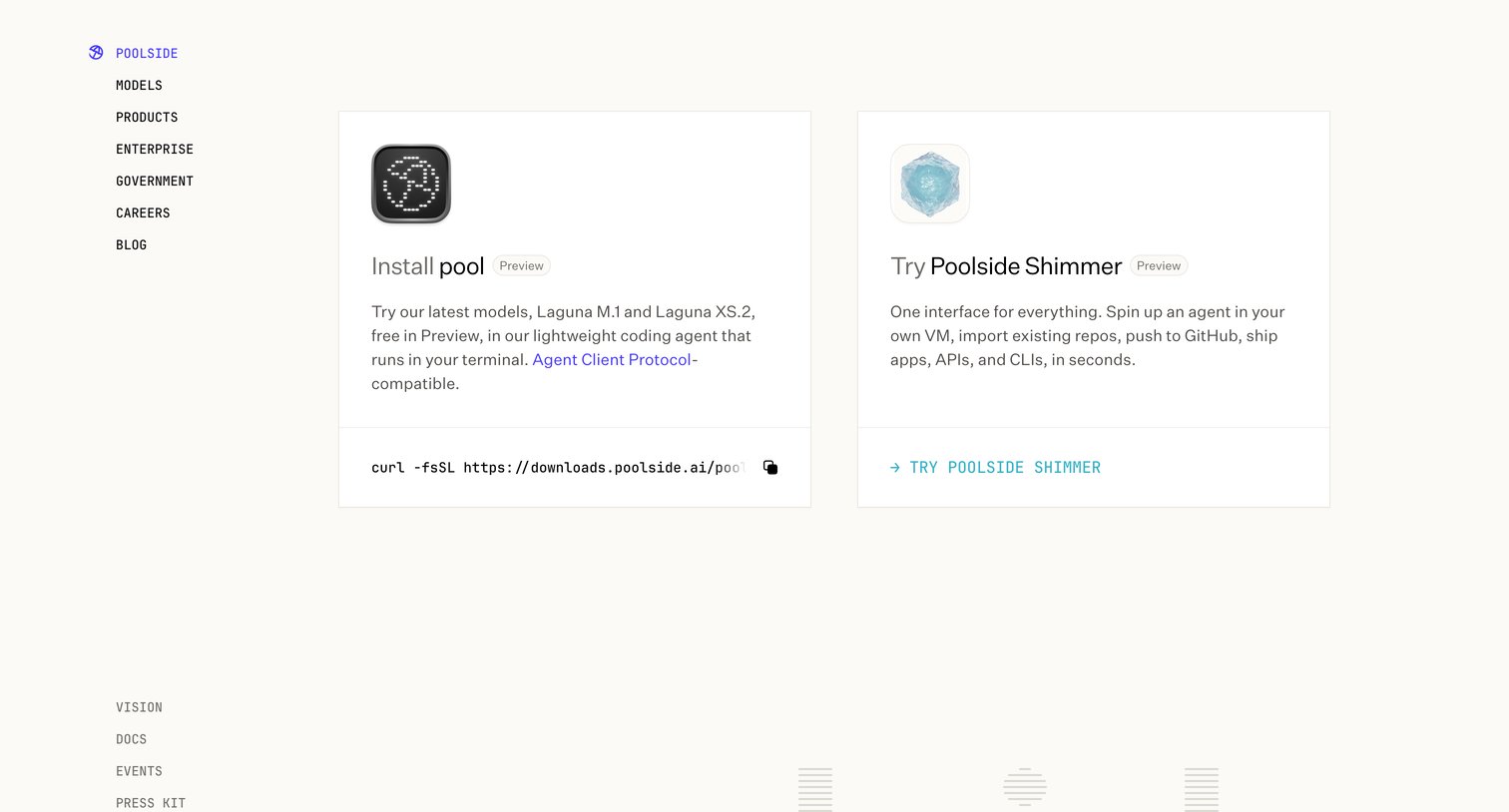 Poolside - Get Started — Poolside screen