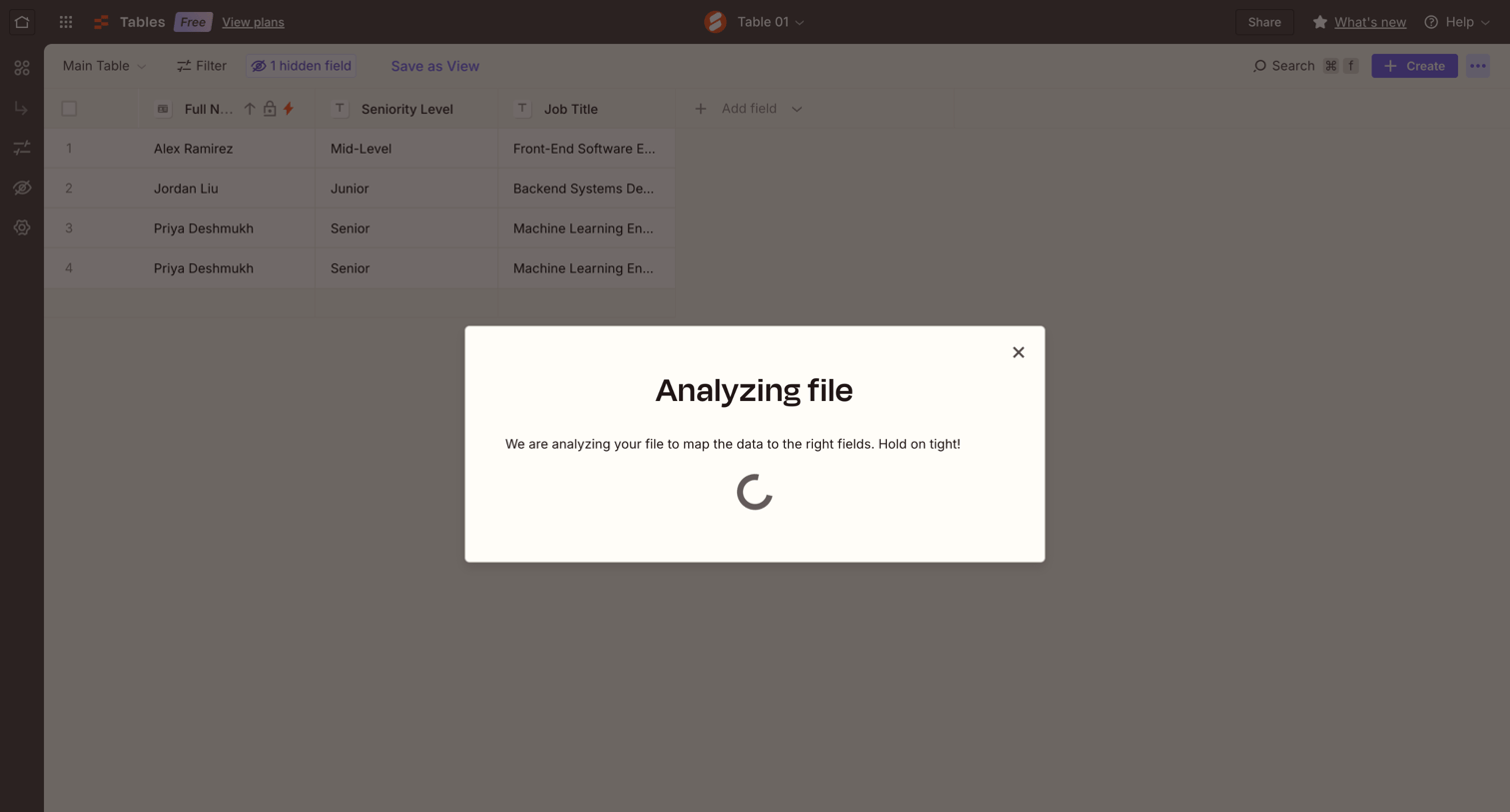 Zapier - Table 01 | Zapier screen