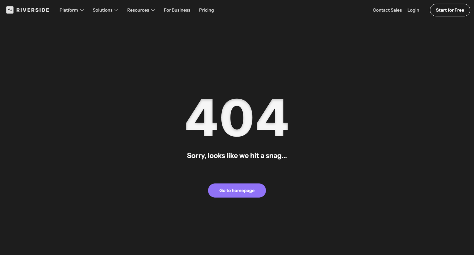 Riverside - Not Found screen
