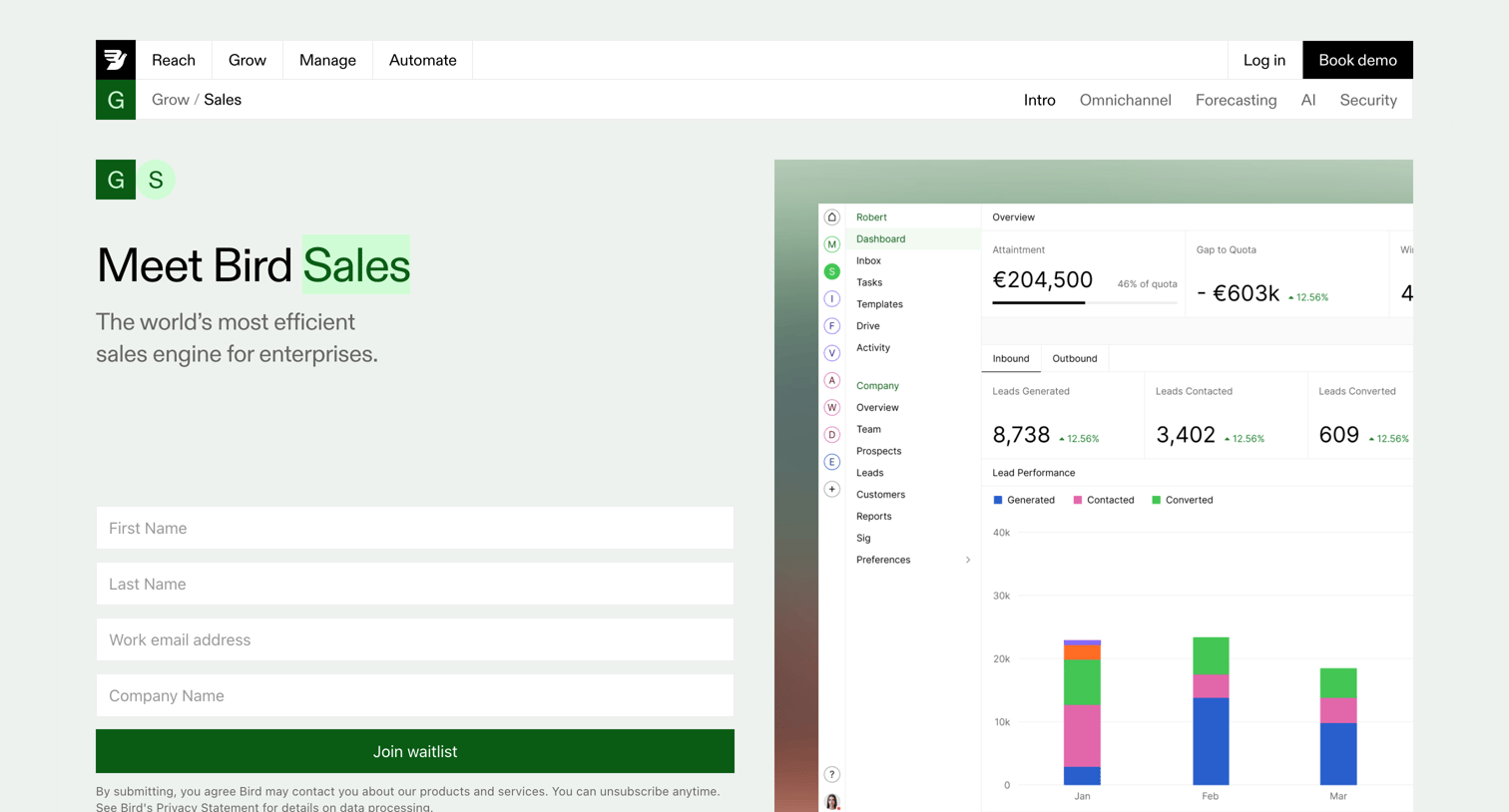 Bird - AI-Powered Sales CRM Smart Sales Management Platform Bird screen