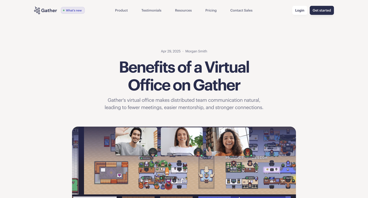 Gather - Benefits of a Virtual Office on Gather - Gather Virtual HQ for Remote Teams screen