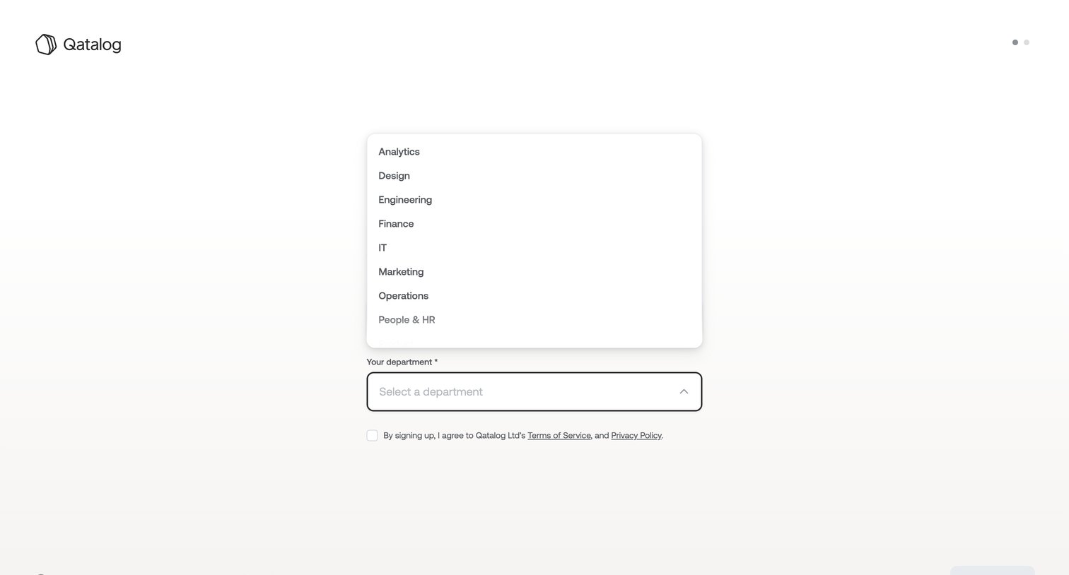 Qatalog screen