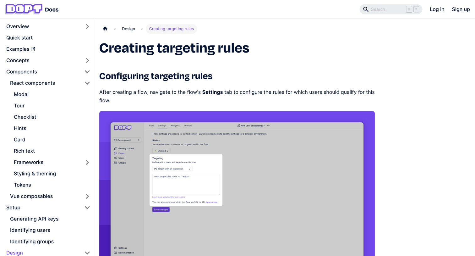 Dopt - Creating targeting rules — Dopt screen
