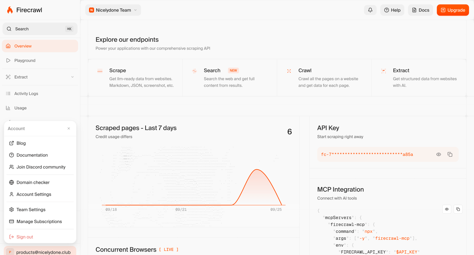 Firecrawl - Dashboard | Firecrawl screen