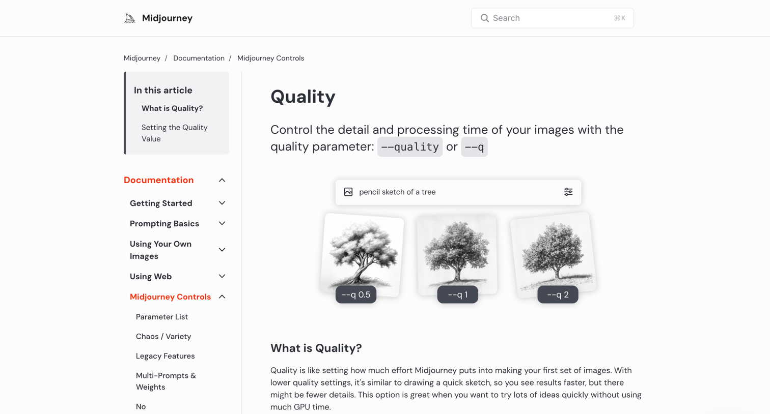 Midjourney - Quality – Midjourney screen