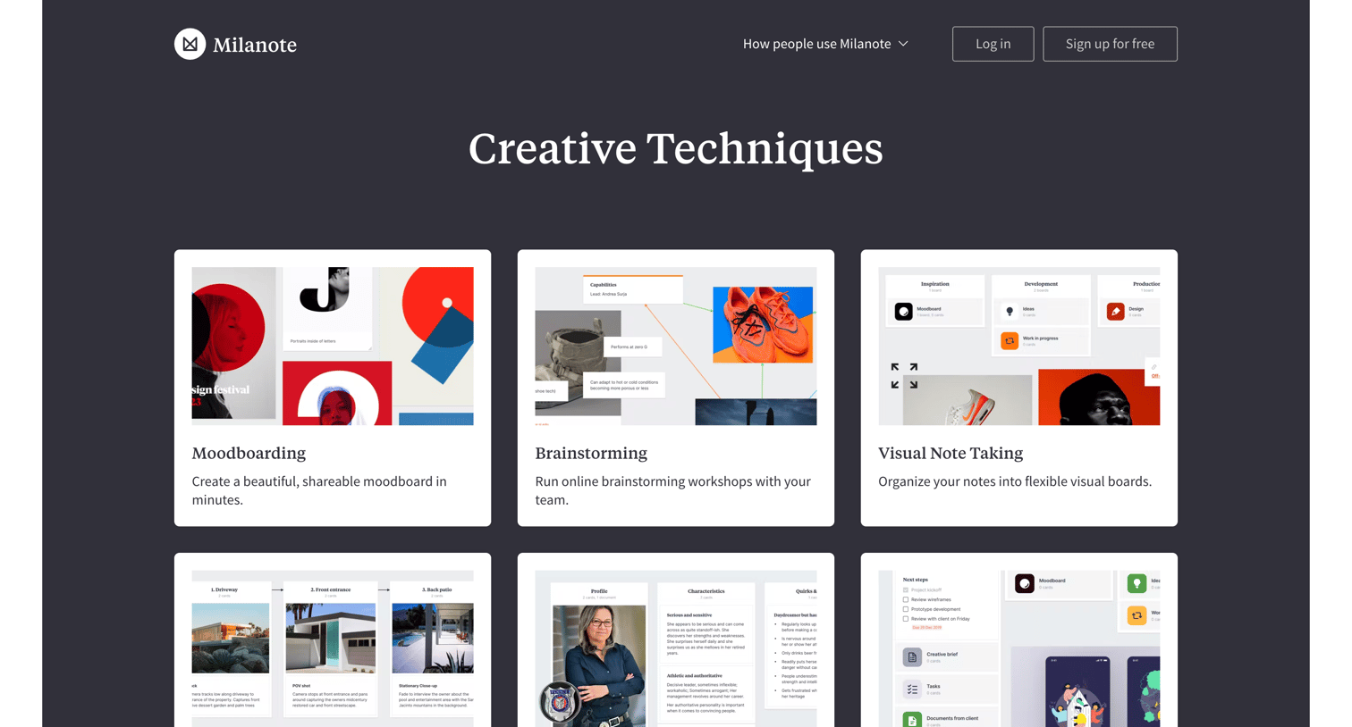 Milanote - Creative Techniques - Brainstorming, Moodboarding, Visual Note Ta screen