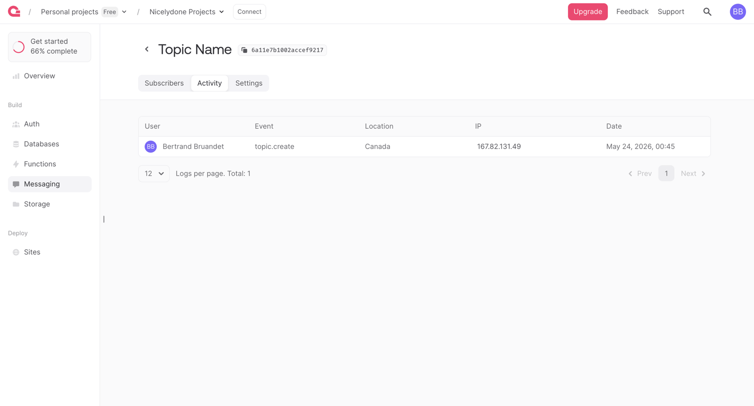 Appwrite - Topic - Appwrite screen