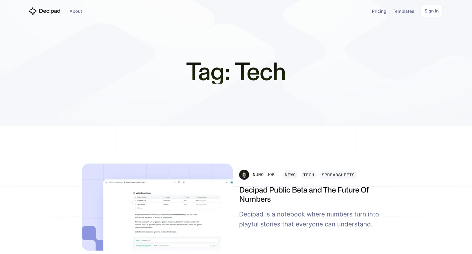 Decipad - Tech • Decipads Blog screen