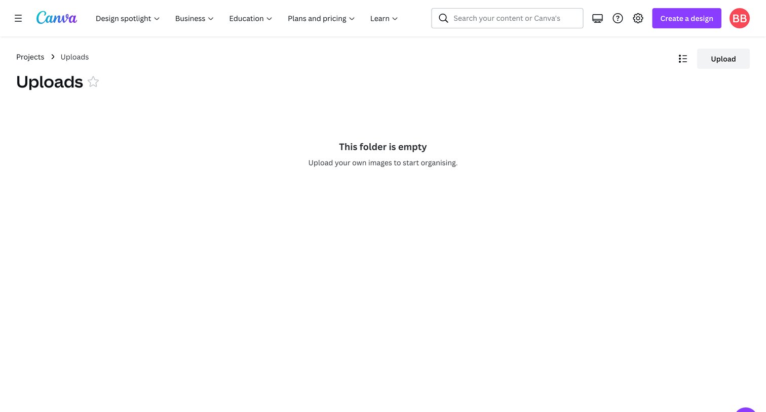 Canva - Uploads - Canva screen