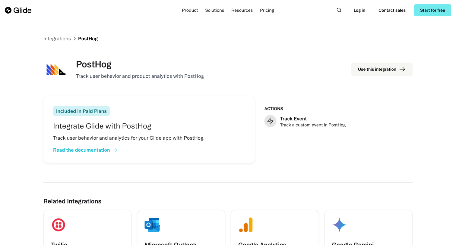 Glide - PostHog Integration  Glide screen