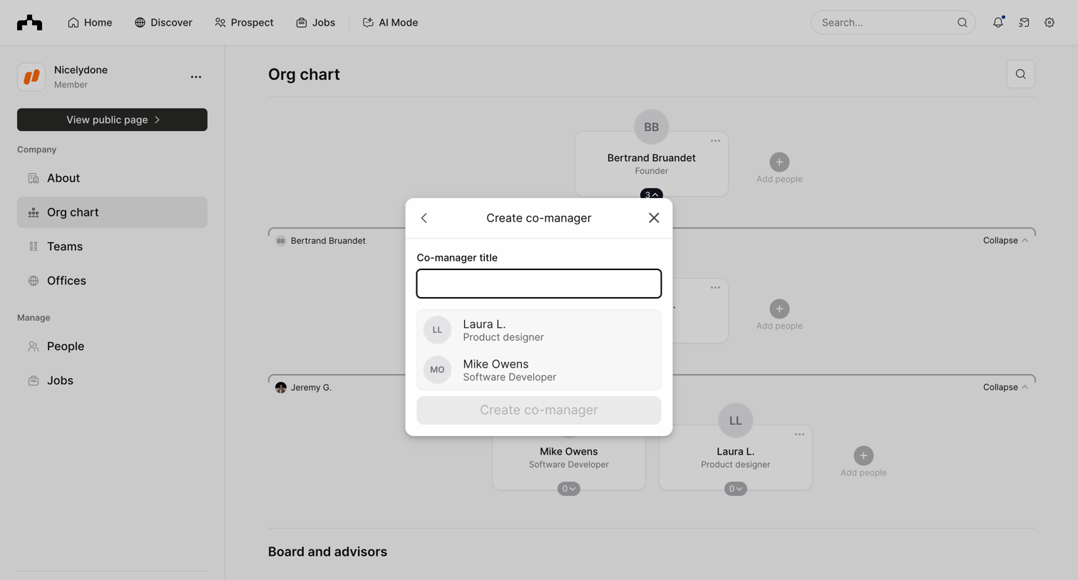 The org - Org chart | The Org screen