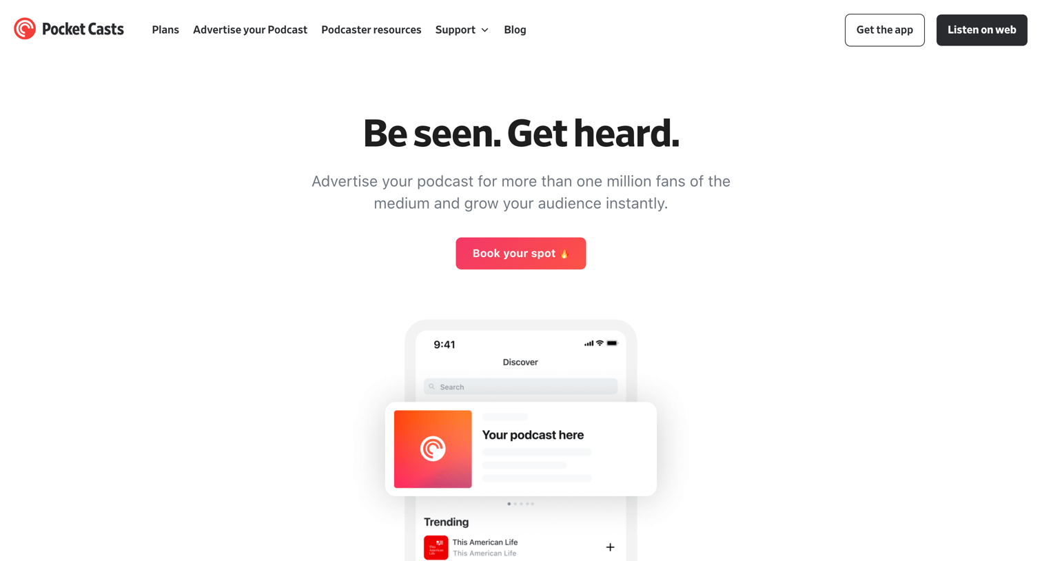 Pocket Casts - Advertise - Pocket Casts screen