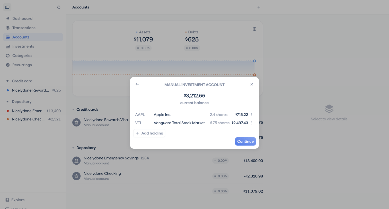 Copilot - Copilot Money | Accounts screen