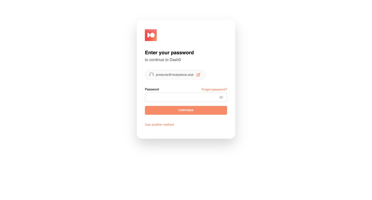 Dash0 - My account | Dash0 screen
