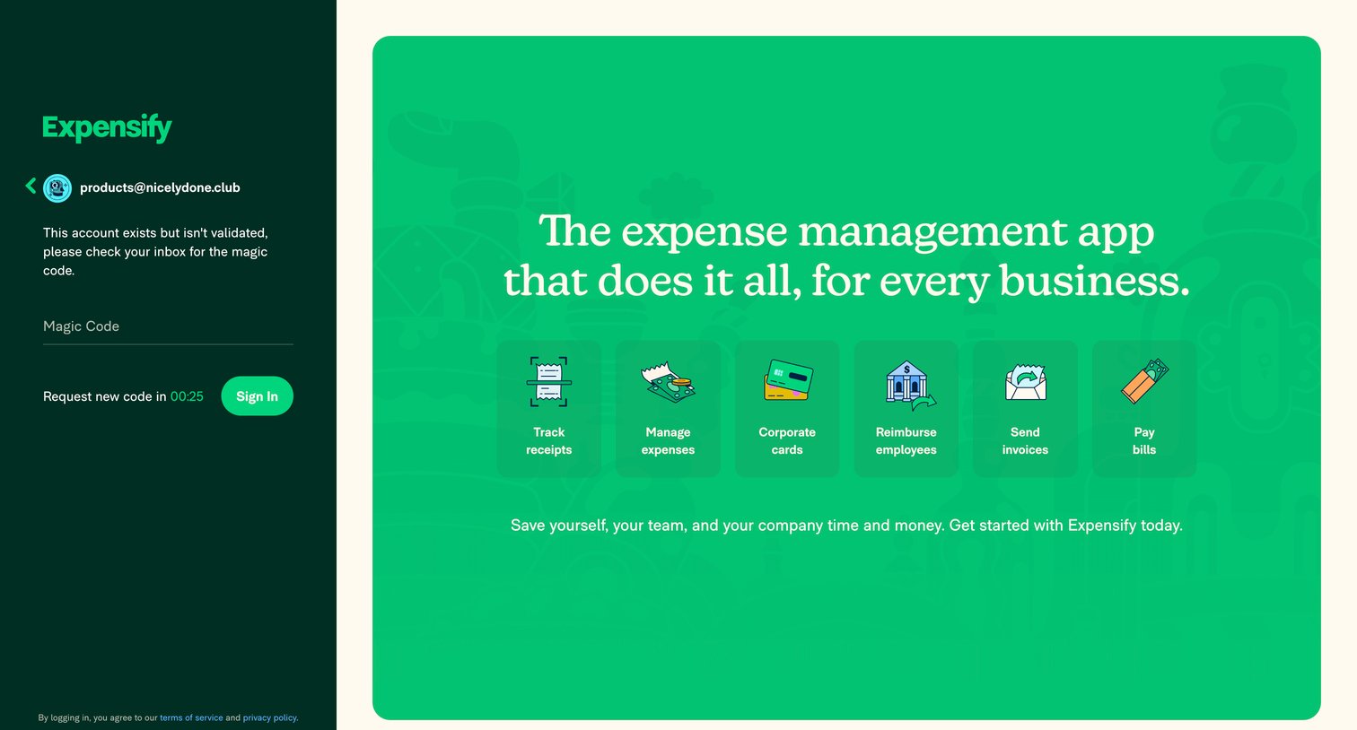 Expensify - Expensify | Spend Management Software for Receipts  Expenses screen