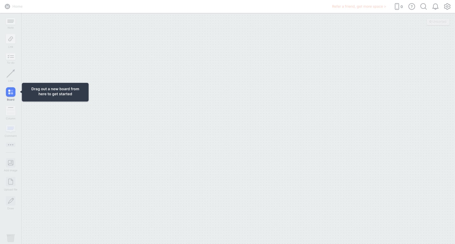 Milanote screen