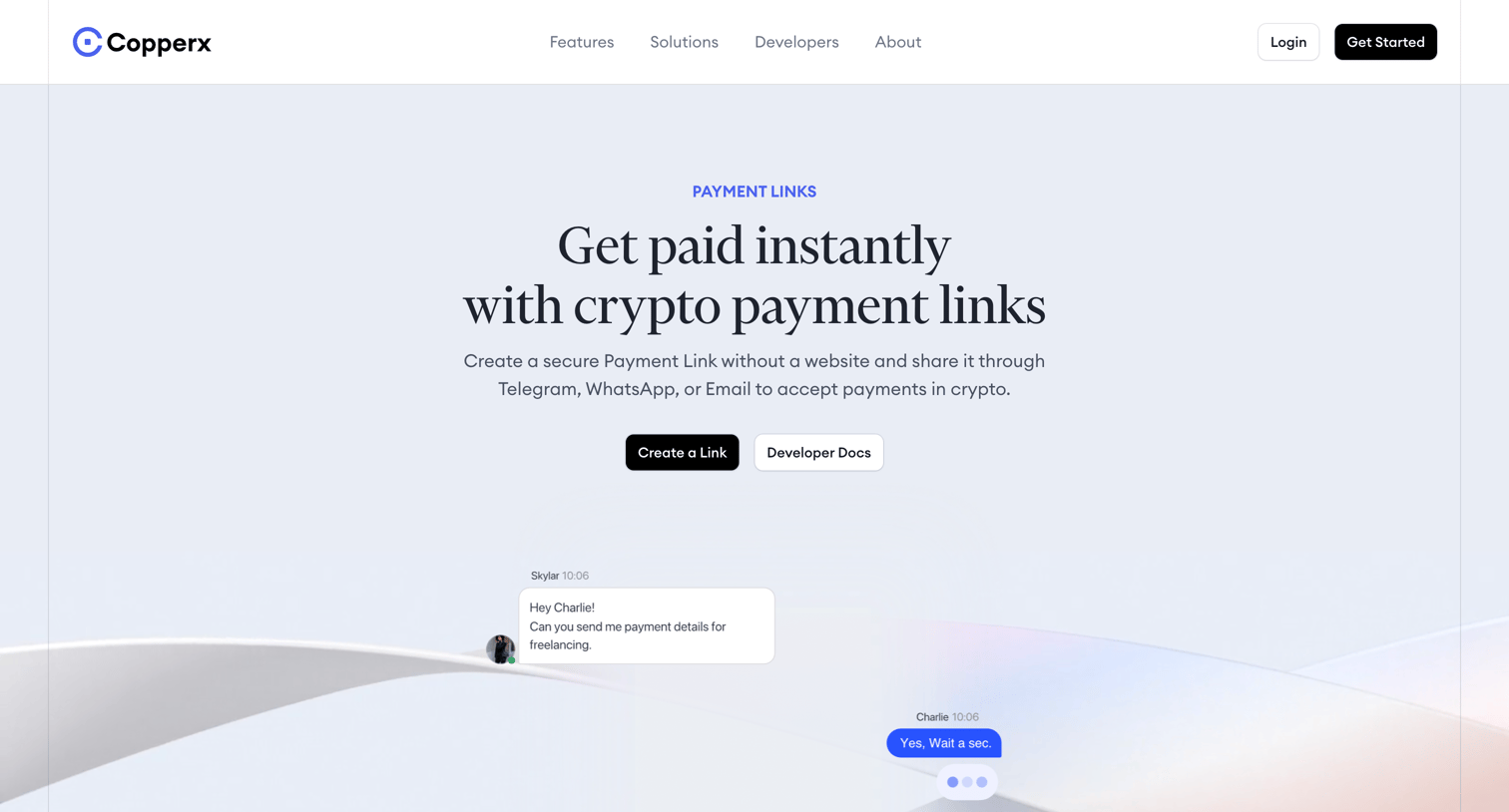 Copperx - Get paid instantly with crypto payment links - Copperx screen
