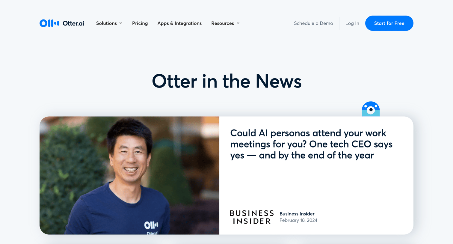 Otter - Press | Otter.ai screen