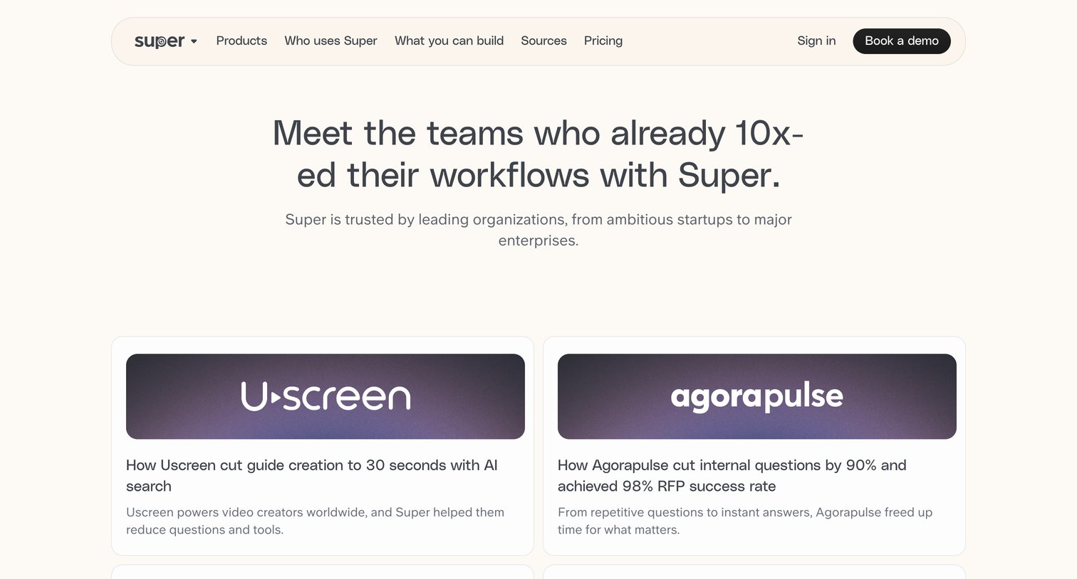 Super - Case Studies Super screen