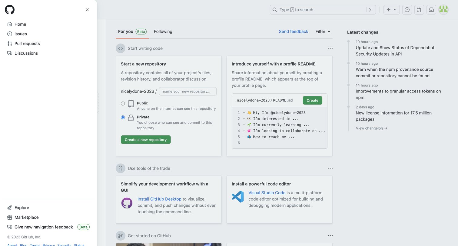 Github - GitHub screen