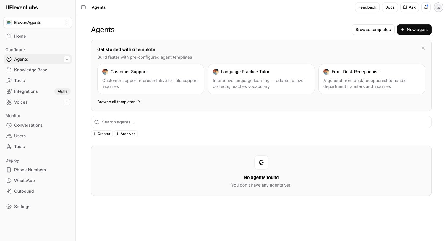 Elevenlabs - ElevenAgents | ElevenLabs screen