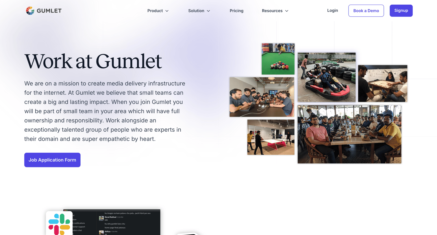 Gumlet - Work at Gumlet screen