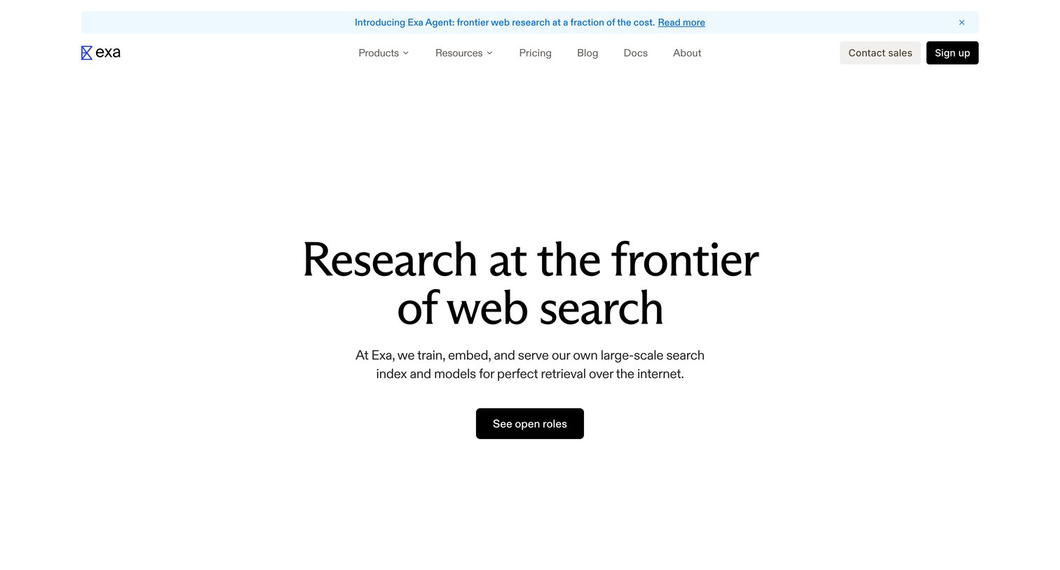 Exa - Exa Research Technical Blog on Search & AI Infrastructure screen