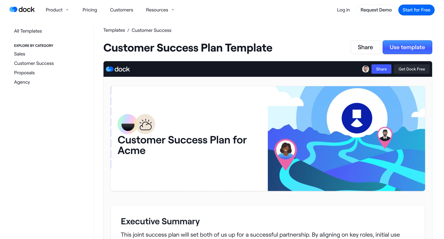 Dock - Customer Success Plan Template | Get our free template screen