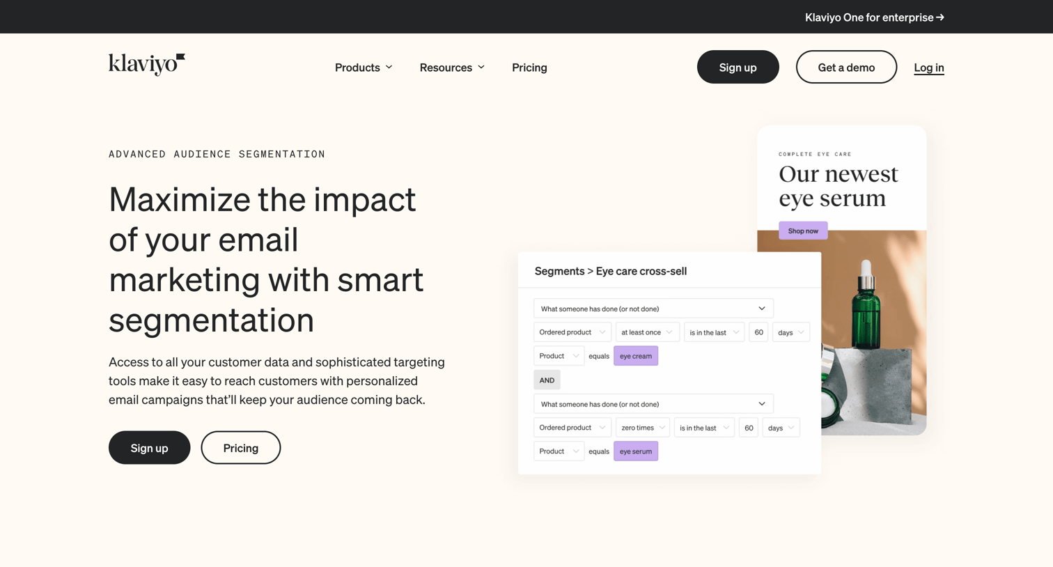 Klaviyo - Advanced Email Segmentation of Marketing Lists | Klaviyo Email screen