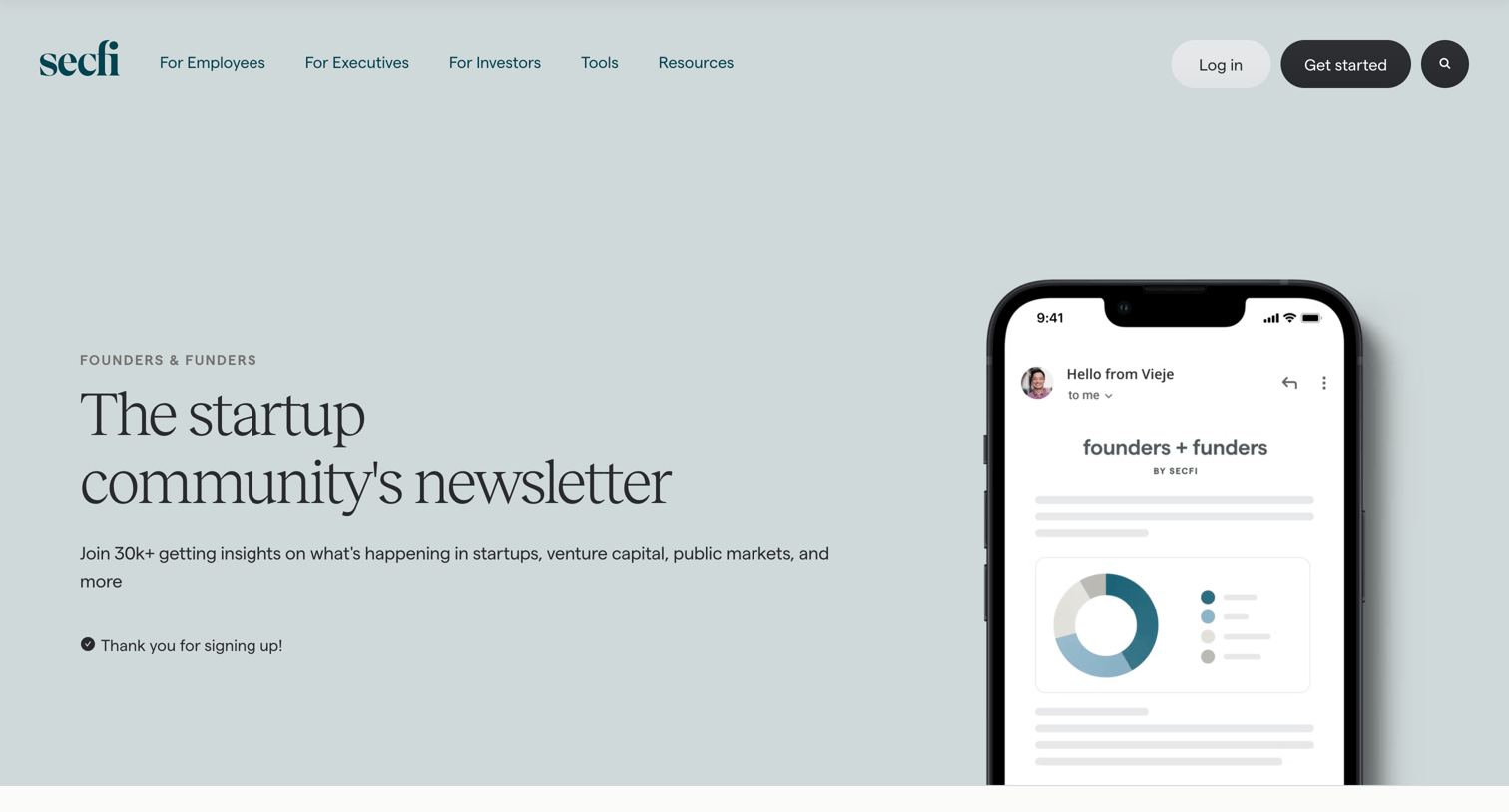Secfi - The startup communitys leading newsletter — Secfi screen