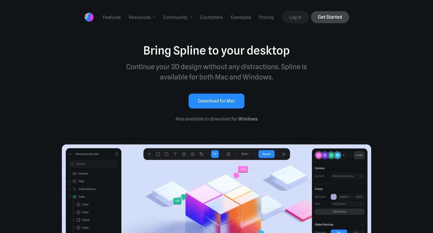 Spline - Spline - Design tool for 3D web browser experiences screen