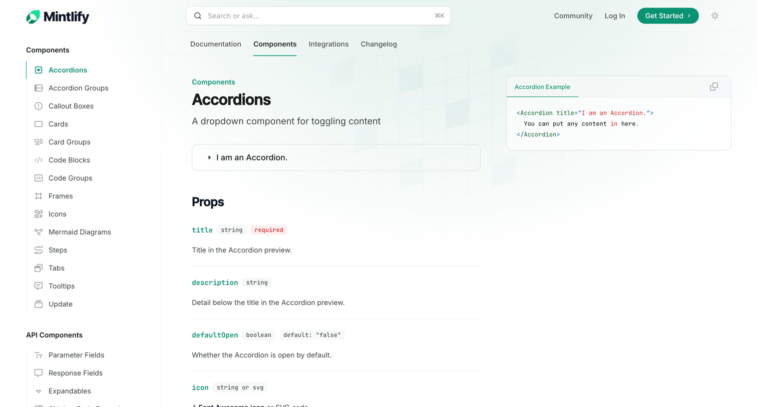 Mintlify - Accordions - Mintlify screen
