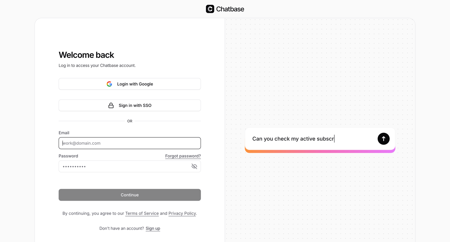Chatbase - Sign In - Chatbase screen