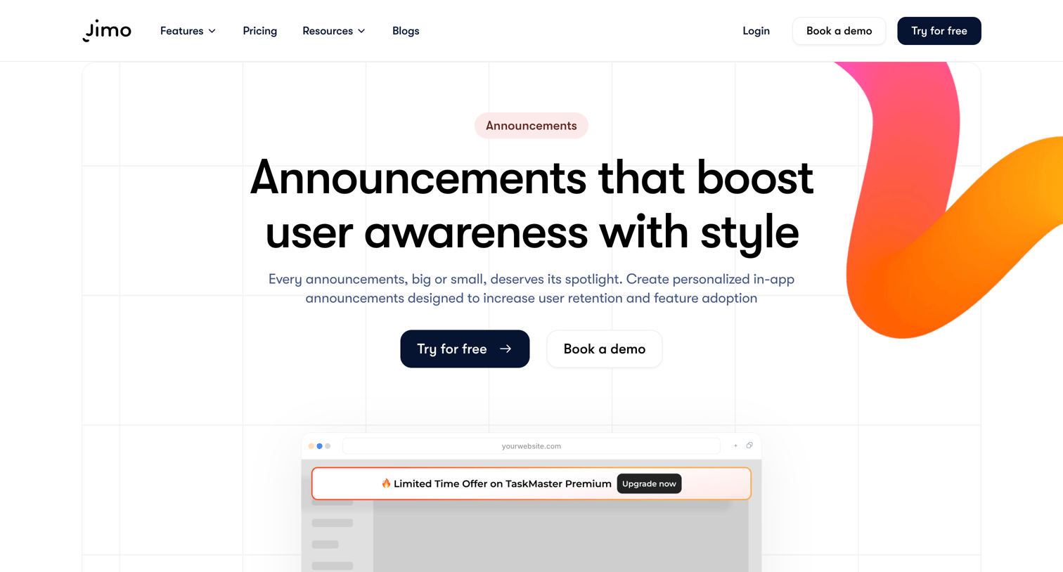 Jimo - Boost Engagement with Jimo In-App Announcements screen
