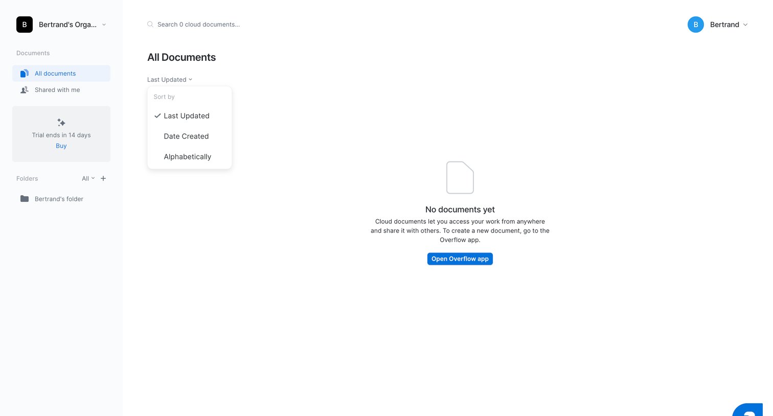 Overflow - All Documents | Overflow screen