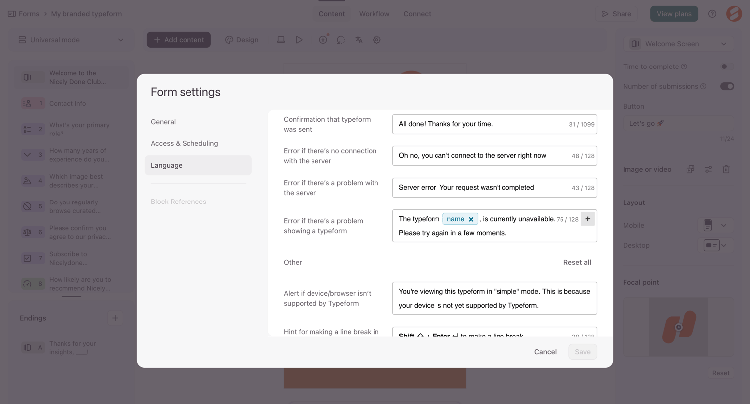 Typeform - Typeform - Create screen