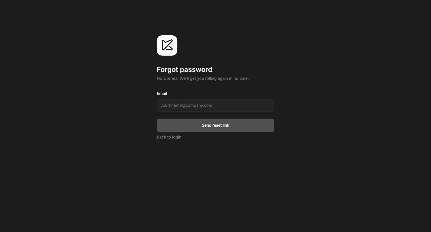 Kitemaker - Kitemaker · Forgot password screen