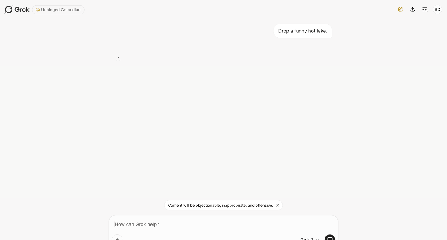 Grok - New conversation - Grok screen