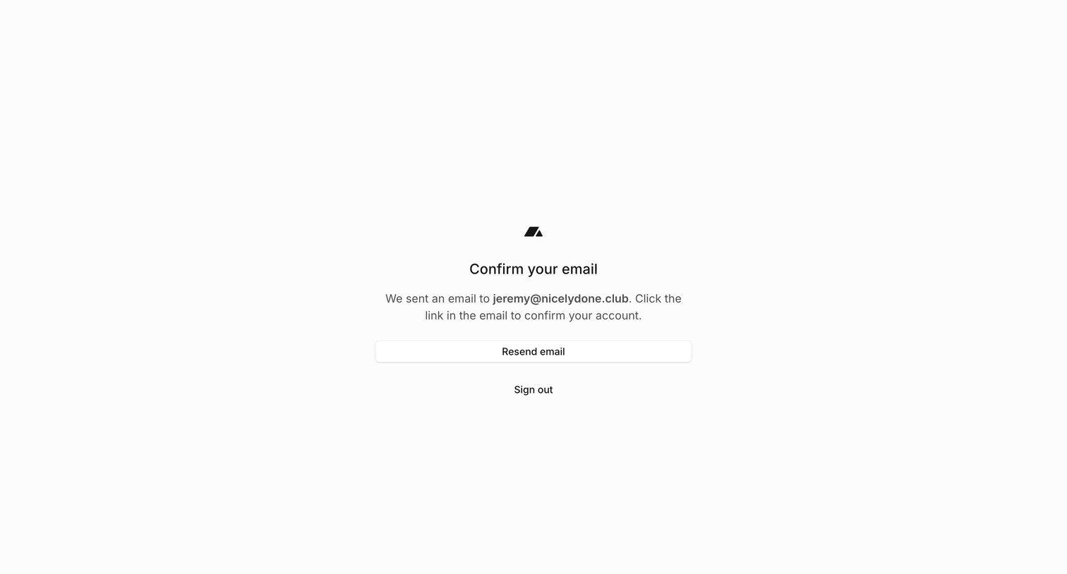 Campsite - Confirm your email screen