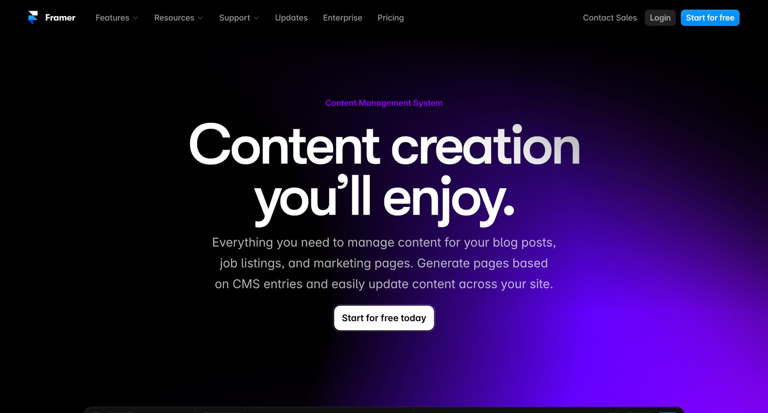 Framer - CMS in Framer screen