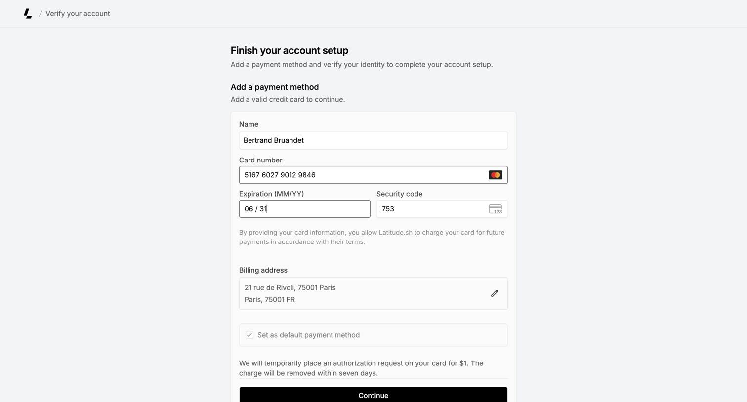 Account verification – Dashboard - Latitude.sh from Latitude.sh