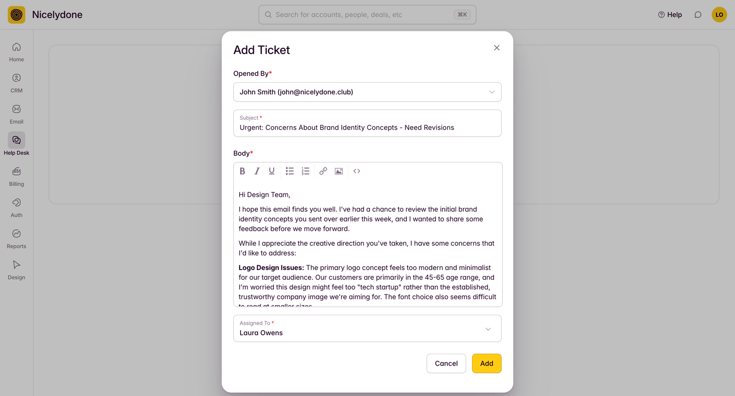 Outseta - View Tickets screen