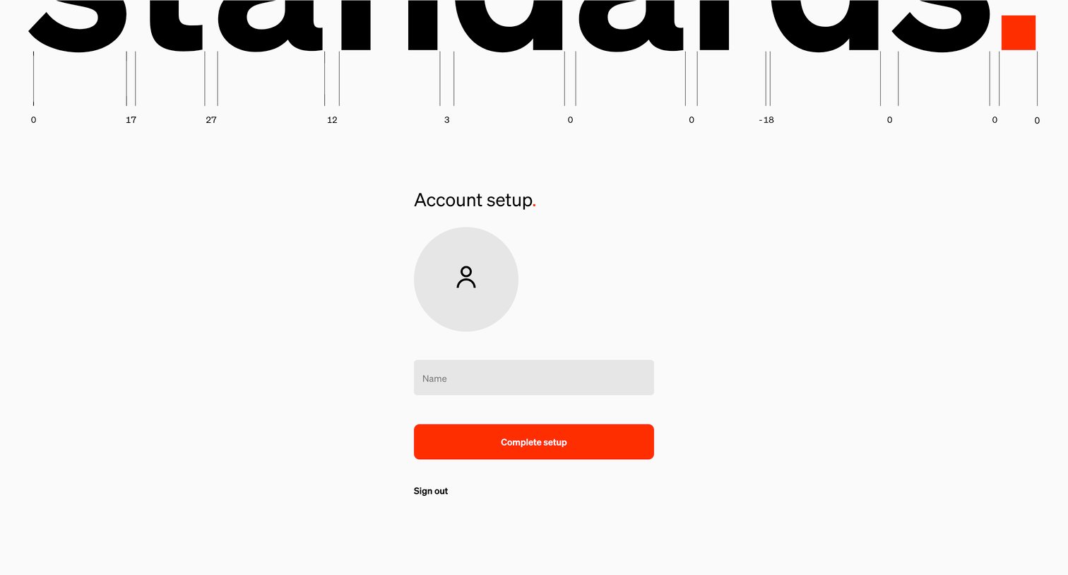 Standards - Standards - Account Setup screen