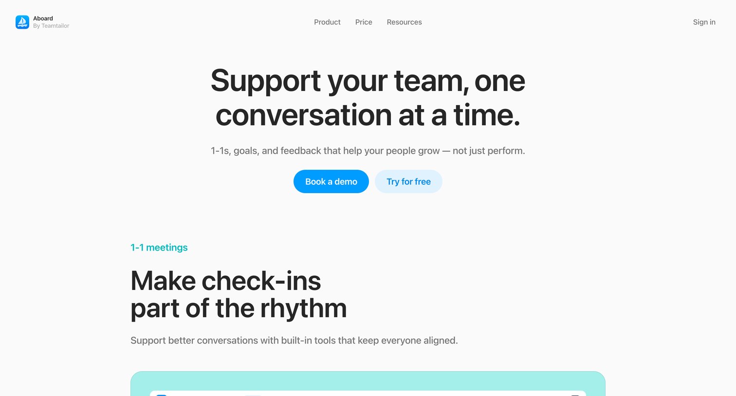 Aboard - Growth & feedback — Aboard screen