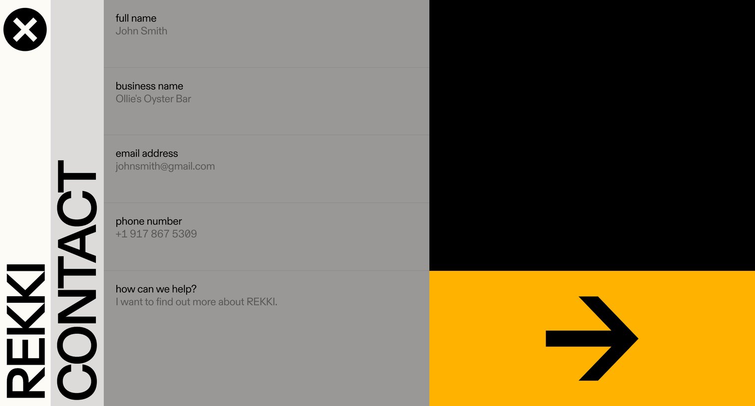 Rekki - REKKI – Contact screen