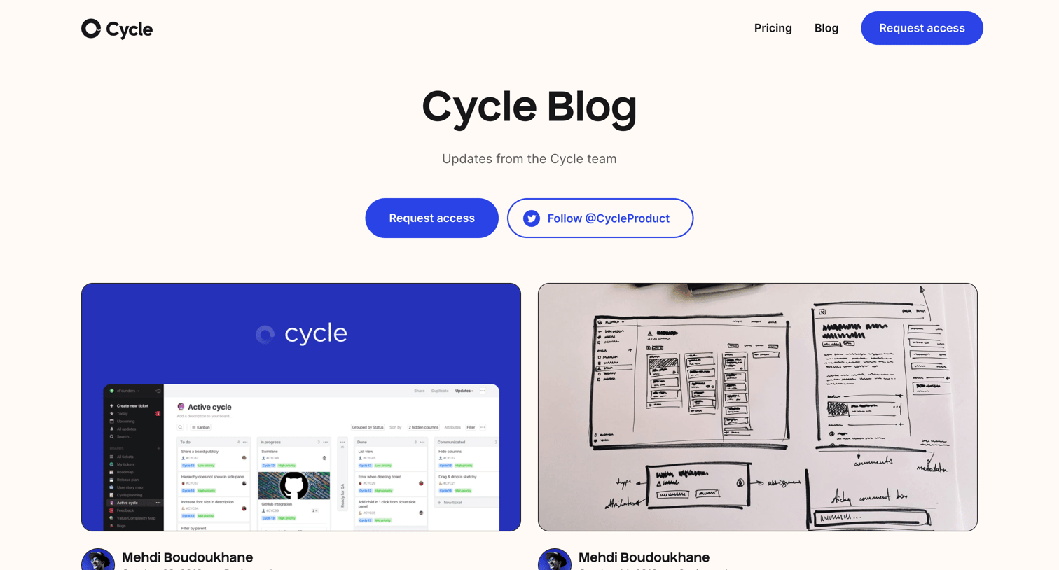 Cycle - Cycle Blog screen