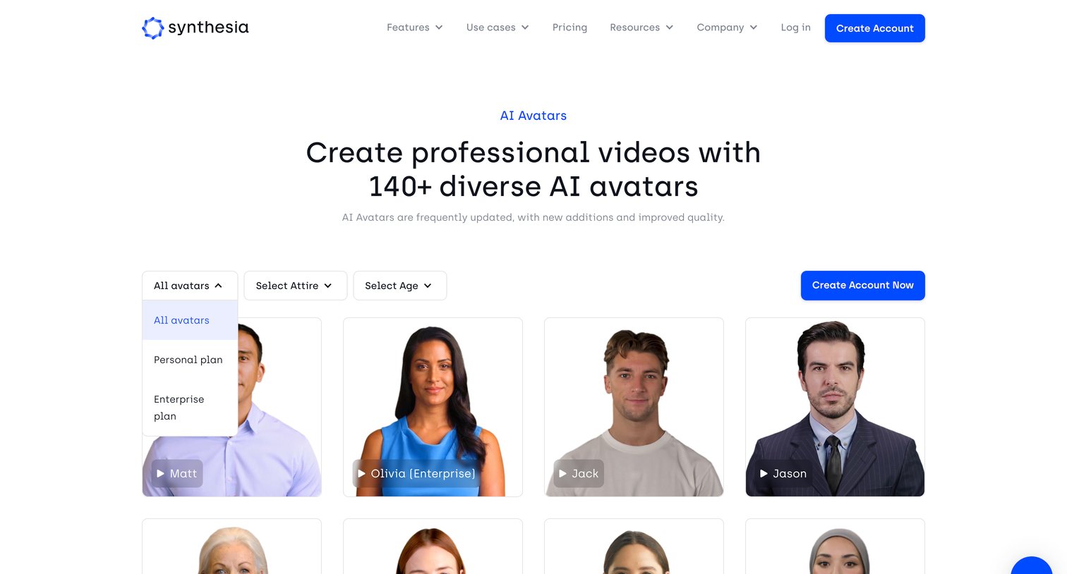 Synthesia - Create AI Videos with 140+ Diverse and Realistic Avatars screen