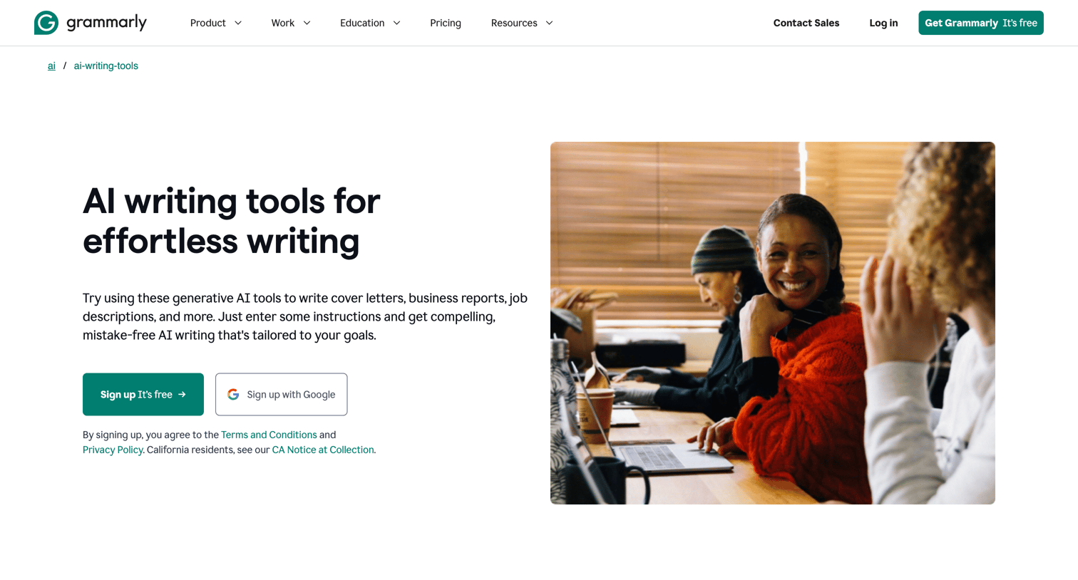 Grammarly - Free AI Writing & Text Generation Tools  Grammarly screen